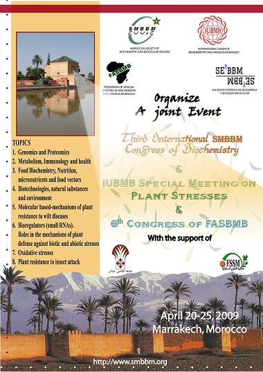 CONGRESS OF BIOCHEMISTRY, plant resistance, Marrakech